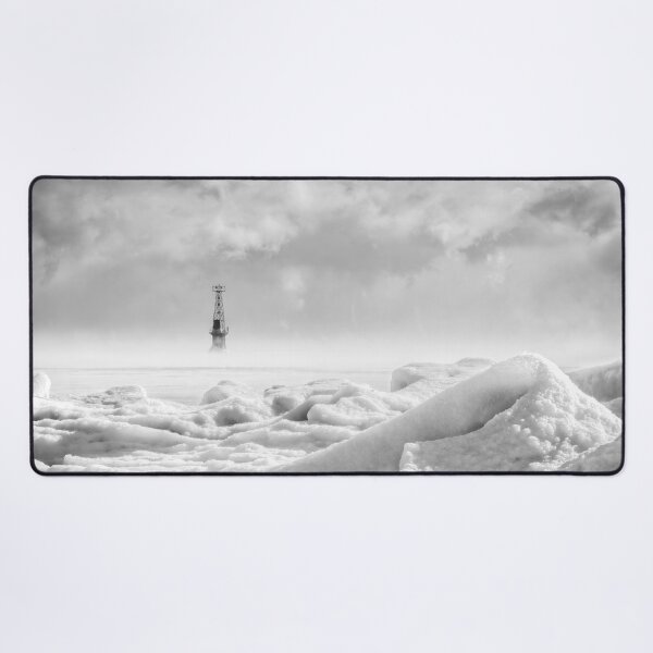 Item preview, Frozen mounds on Lake Michigan black and white designed and sold by TerraMediaLLC.