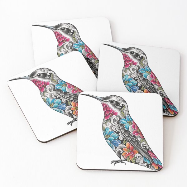 Item preview, Hummingbird Floral Tattoo Style designed and sold by LongIslandDesgn.