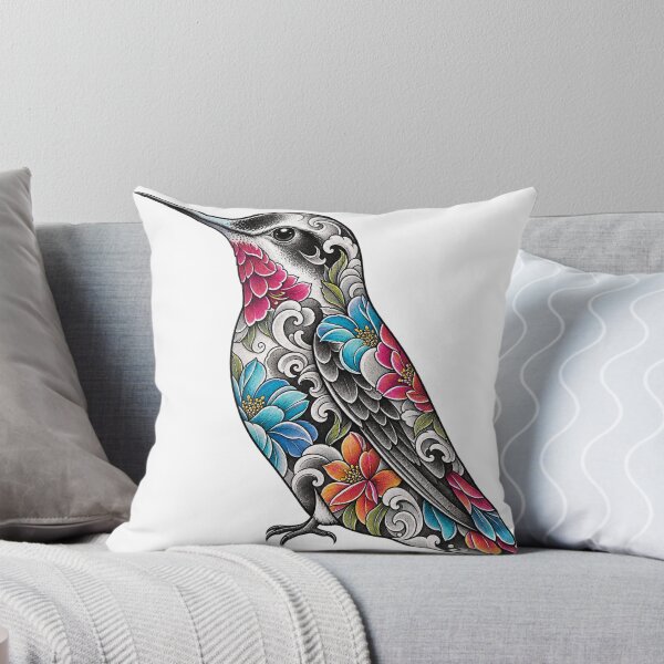 Item preview, Hummingbird Floral Tattoo Style designed and sold by LongIslandDesgn.