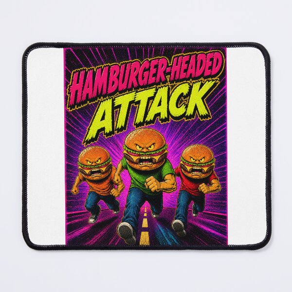 Item preview, Hamburger Headed Attack Neon Comic Art designed and sold by Odd Alien Lab.