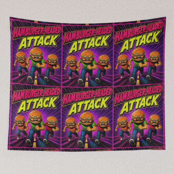 Item preview, Hamburger Headed Attack Neon Comic Art designed and sold by Odd Alien Lab.
