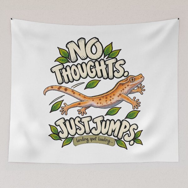 Item preview, No Thoughts Just Jumps – Crested Gecko designed and sold by threadandfangs.