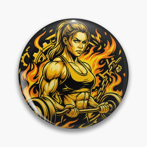 Item preview, Female Bodybuilding Bicep Curl Shirt - Golden Flames designed and sold by StrongEveryDayStore.