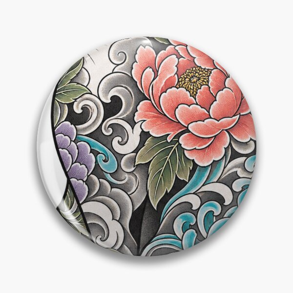 Item preview, Cat tattoo surrounded by a sea of flowers designed and sold by LongIslandDesgn.