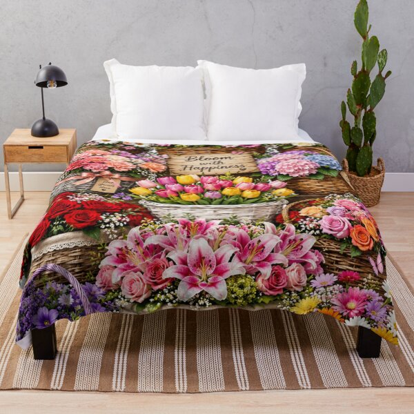 Item preview, Colorful flowers basket art designed and sold by urbanshop7.