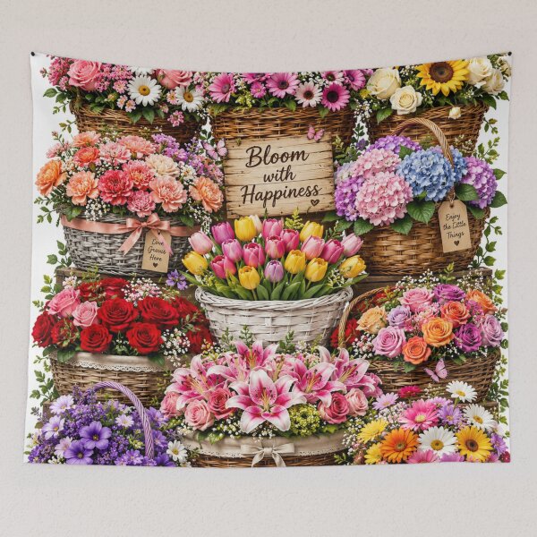 Item preview, Colorful flowers basket art designed and sold by urbanshop7.