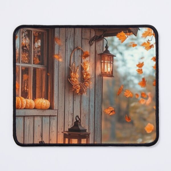 Item preview, Cozy Autumn Cabin Porch with Pumpkins — Scenic Fall Countryside Aesthetic designed and sold by LYAN-STORE.