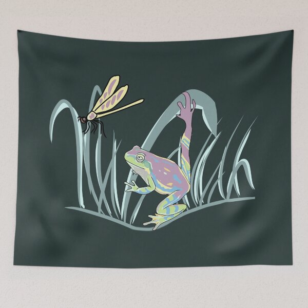 Item preview, Frog Trippy Cottagecore Aesthetic, Dragonfly Cute Toad Mushroom Forest Art designed and sold by LeshanArt.