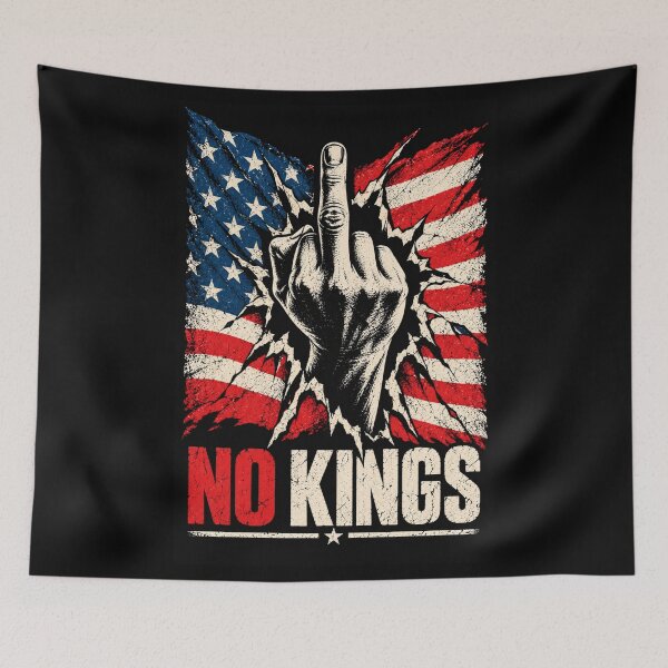 Item preview, No Kings American Flag Middle Finger Protest designed and sold by TEEJAMBOREE.