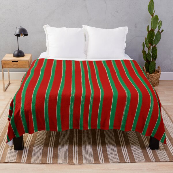 Item preview, Green Brush Stroke Stripes on Red, Christmas Pattern designed and sold by OneThreeSix.