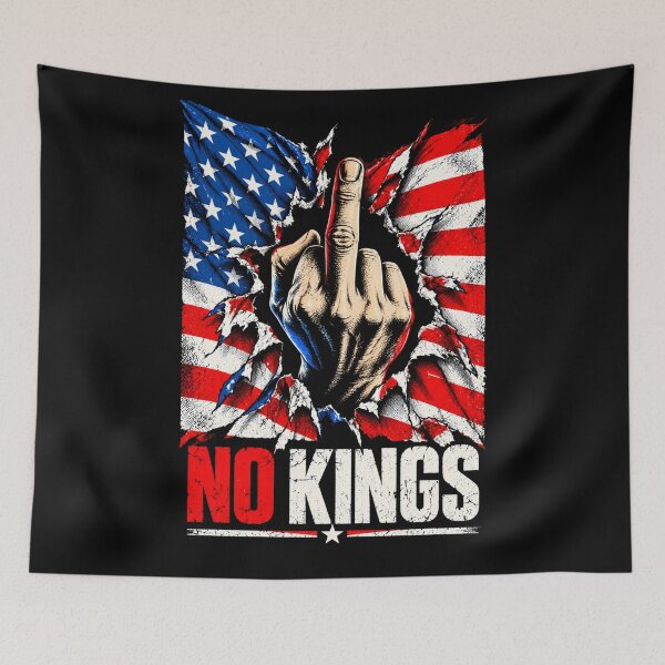 Item preview, No Kings American Flag Middle Finger Protest designed and sold by TEEJAMBOREE.