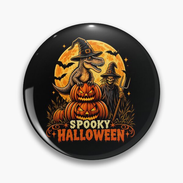 Item preview, Spooky Halloween - T-Rex Witch Dinosaur & Scarecrow Retro Horror designed and sold by Final Chance Designs⭐️⭐️⭐️⭐️⭐️.