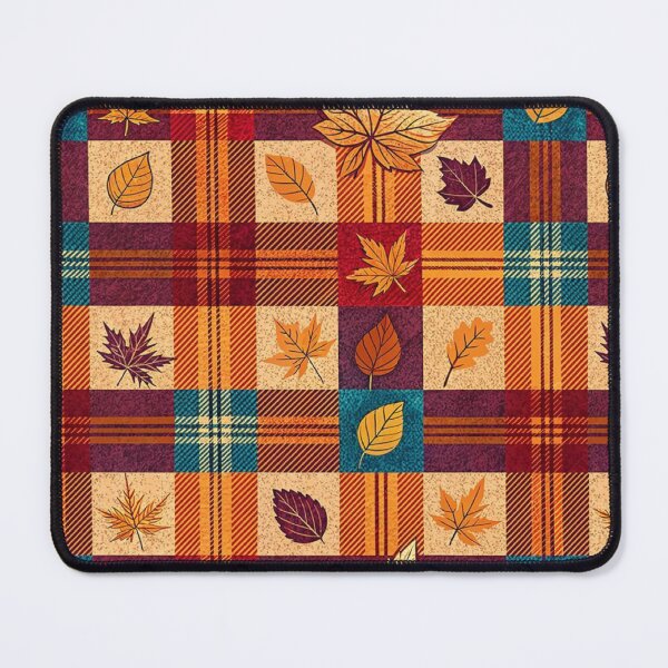Item preview, Cozy Autumn Plaid and Leaves Seamless Pattern — Orange Tartan Foliage Aesthetic designed and sold by LYAN-STORE.