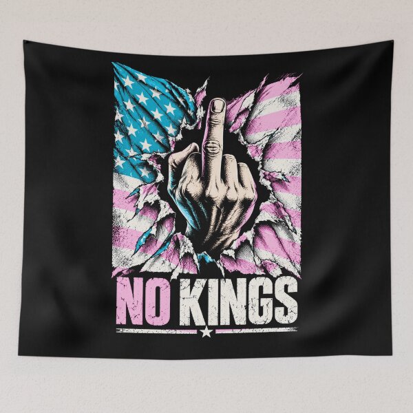 Item preview, No Kings American Flag Middle Finger Protest designed and sold by TEEJAMBOREE.