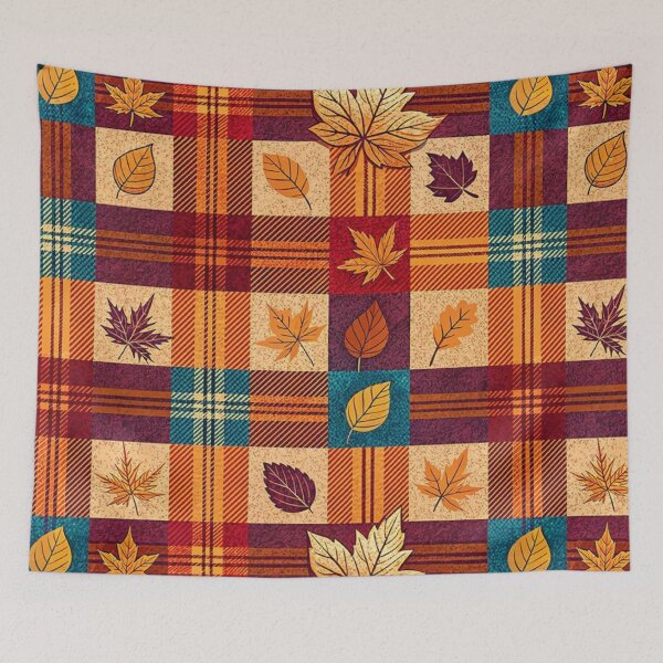Item preview, Cozy Autumn Plaid and Leaves Seamless Pattern — Orange Tartan Foliage Aesthetic designed and sold by LYAN-STORE.