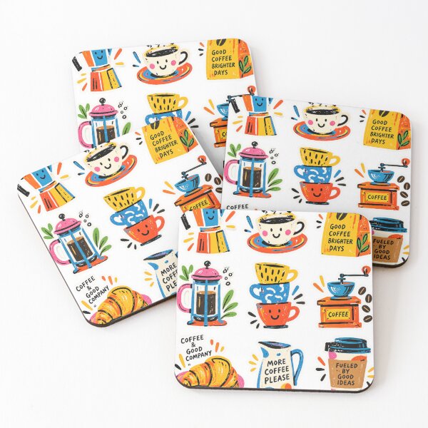 Item preview, Sticker Decal Set - Cute Coffee Sticker Pack | Whimsical Café Lover Doodle Collection designed and sold by ForeverPrintsOK.