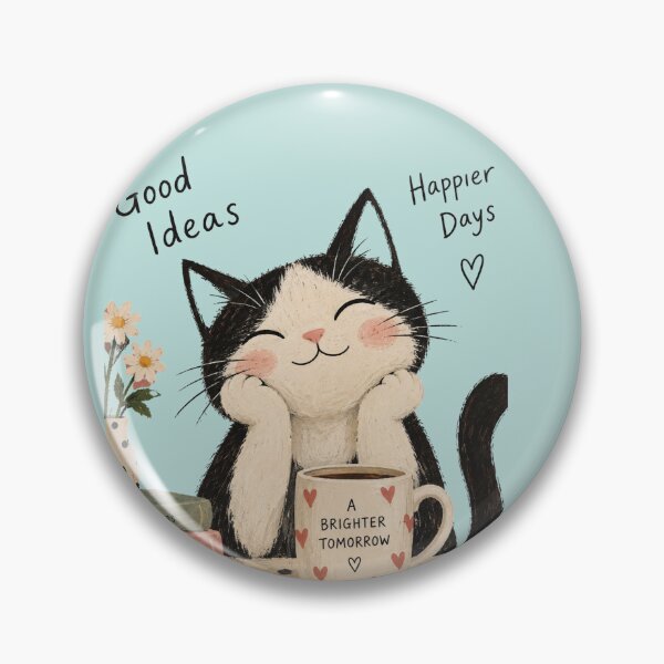 Item preview, Cute Cat With Coffee – Naive Folk Art Cat Illustration designed and sold by Adela80.