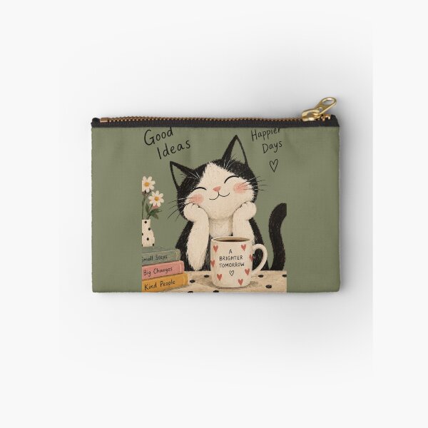 Item preview,  Cute Cat With Coffee – Naive Folk Art Cat Illustration designed and sold by Adela80.