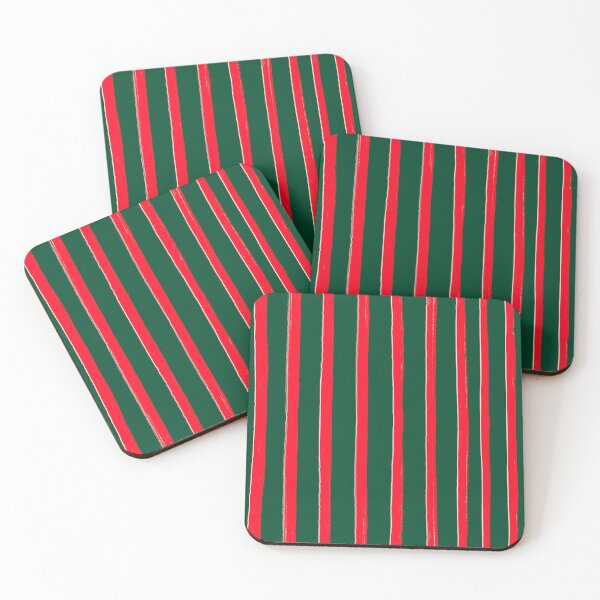Item preview, Red Brush Stroke Stripes on Green, Christmas Pattern designed and sold by OneThreeSix.