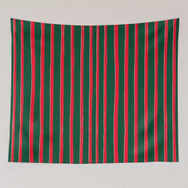 Item preview, Red Brush Stroke Stripes on Green, Christmas Pattern designed and sold by OneThreeSix.
