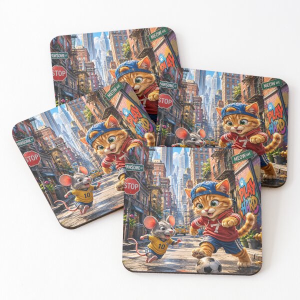 Item preview, Funny cat mouse Soccer art designed and sold by urbanshop7.