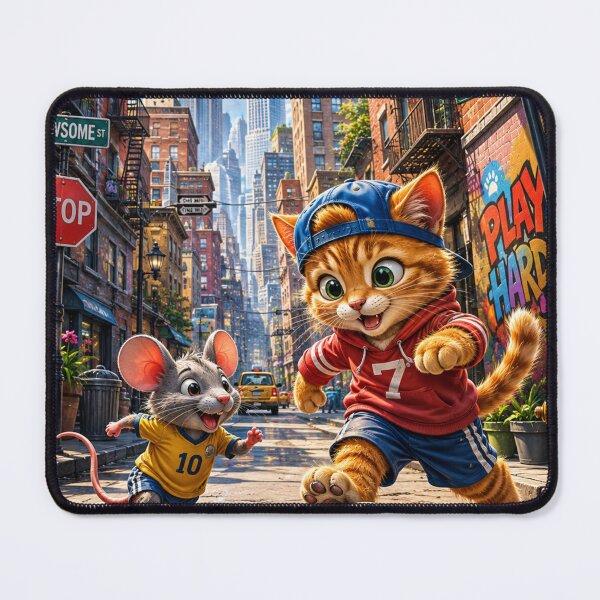 Item preview, Funny cat mouse Soccer art designed and sold by urbanshop7.