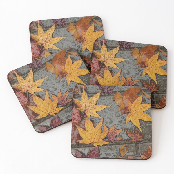 Item preview, Wet Autumn Maple Leaves on Rainy Pavement — Moody Fall Rainy Day Aesthetic designed and sold by LYAN-STORE.