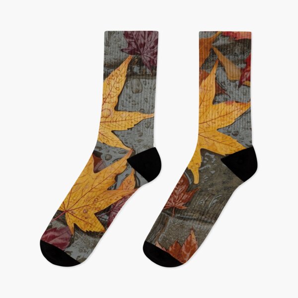 Item preview, Wet Autumn Maple Leaves on Rainy Pavement — Moody Fall Rainy Day Aesthetic designed and sold by LYAN-STORE.
