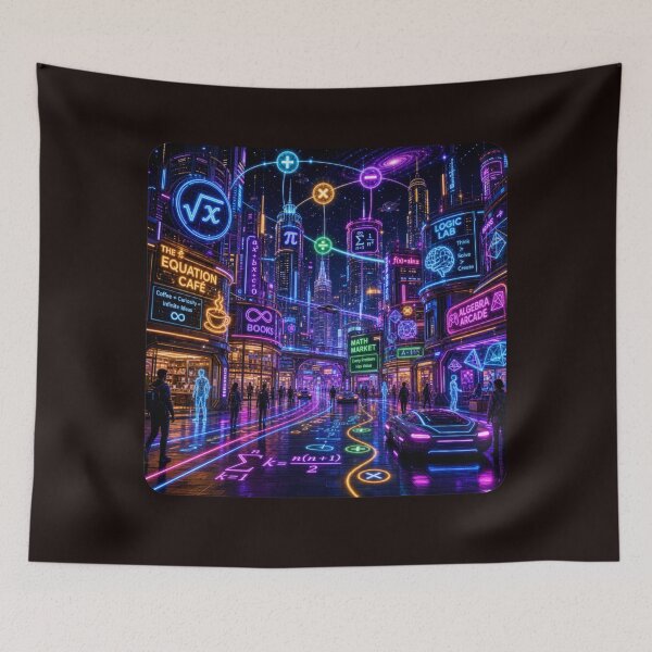 Item preview, Cyberpunk Math City; Futuristic Neon STEM Metropolis designed and sold by soin10s-designs.