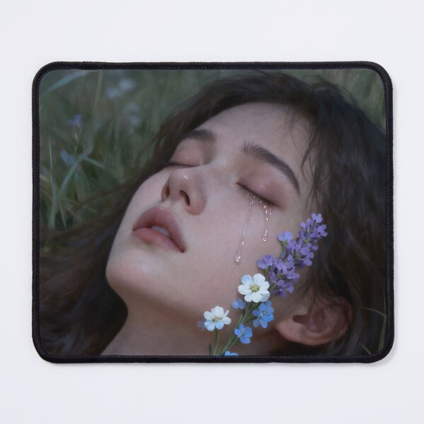 Item preview, Tears Become Flowers Wall Art, Melancholy Woman Fine Art, Healing Through Sorrow designed and sold by stylishdzign.
