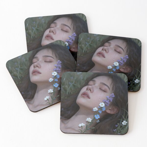 Item preview, Tears Become Flowers Wall Art, Melancholy Woman Fine Art, Healing Through Sorrow designed and sold by stylishdzign.