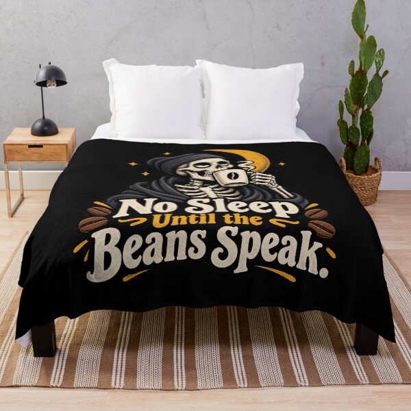Item preview, Skeleton Coffee Lover – No Sleep Until the Beans Speak Vintage Grim Reaper designed and sold by Moad Fahim.