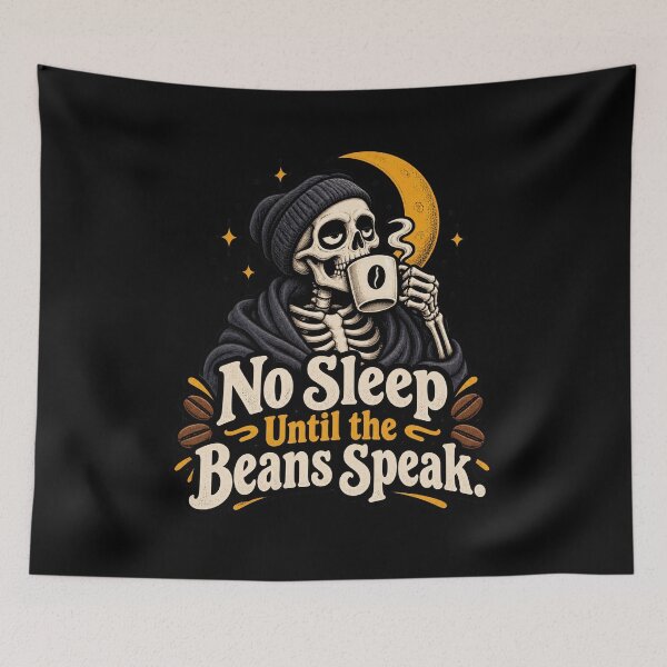 Item preview, Skeleton Coffee Lover – No Sleep Until the Beans Speak Vintage Grim Reaper designed and sold by Neon Bones Studio.