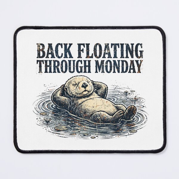 Item preview, Back Floating Monday Funny Otter Vintage TShirt designed and sold by Worn and Witty.