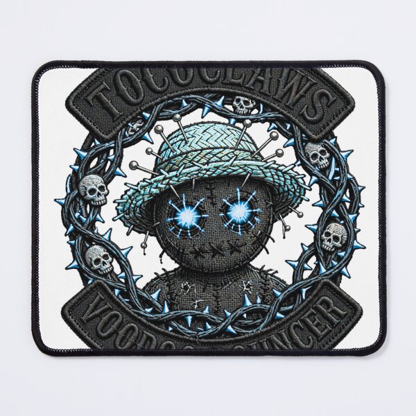 Item preview, Voodoo Bouncer Pin Doll Straw Hat | Biker Patch Graphic designed and sold by TOCOCLAWS.