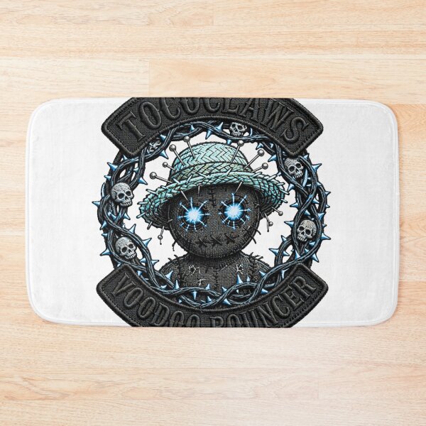 Item preview, Voodoo Bouncer Pin Doll Straw Hat | Biker Patch Graphic designed and sold by TOCOCLAWS.