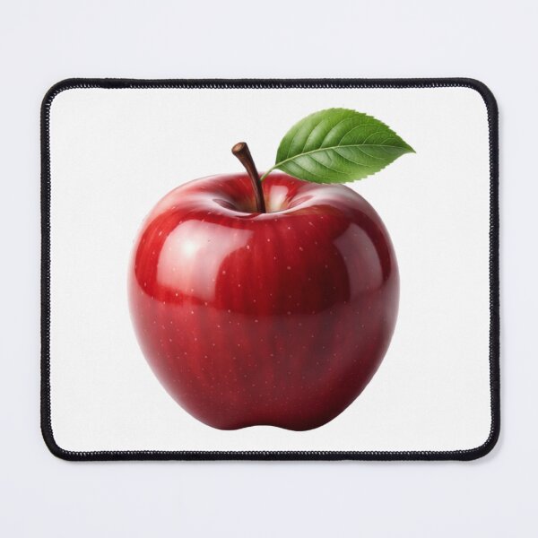 Item preview, Glossy Red Apple with Green Leaf Fruit Illustration designed and sold by SmallDart Creations.
