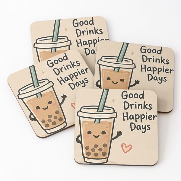 Item preview, Cute Bubble Tea Sticker – Good Drinks Happier Days | Kawaii Boba designed and sold by Sara-Ai.