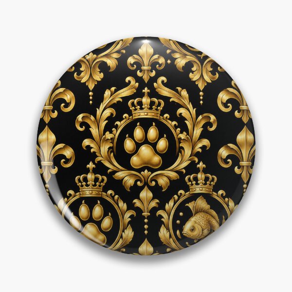 Item preview, Gold Opulence Paw and Fish Crest Luxury Seamless Pattern designed and sold by Rod & Retriever.