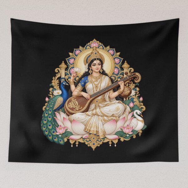 Item preview, Saraswati with the veena and peacock designed and sold by lAnJefurtifeu.
