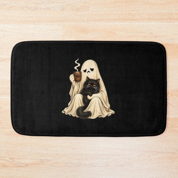 Item preview, Grumpy Ghost Black Cat Coffee Vintage Halloween Men Women  designed and sold by MatherFisher.