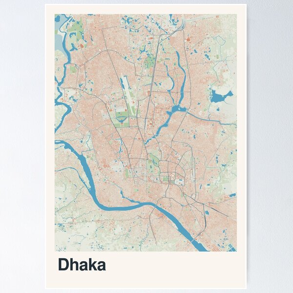 Item preview, Dhaka Minimalistic Map Art designed and sold by MapsNerd.