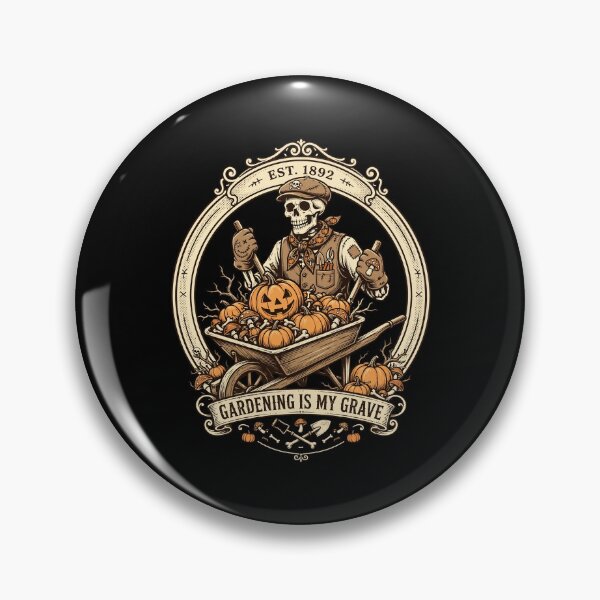 Item preview, Skeleton Gardener – Gardening Is My Grave Vintage Pumpkin Wheelbarrow designed and sold by Moad Fahim.