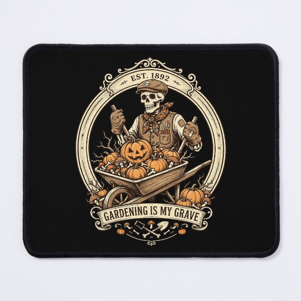 Item preview, Skeleton Gardener – Gardening Is My Grave Vintage Pumpkin Wheelbarrow designed and sold by Moad Fahim.