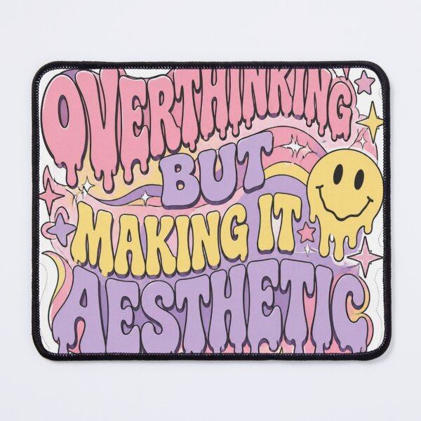 Item preview, Overthinking Aesthetic Y2K Retro Wavy Groovy Typography Sticker designed and sold by mo-carnival.