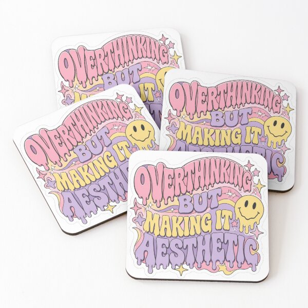 Item preview, Overthinking Aesthetic Y2K Retro Wavy Groovy Typography Sticker designed and sold by mo-carnival.