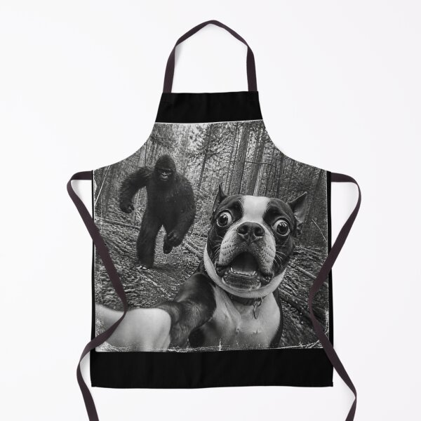 Item preview, Boston Terrier Bigfoot Selfie Funny Sasquatch Photobomb Dog designed and sold by Crookedorbit ⭐⭐⭐⭐⭐ .