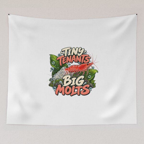 Item preview, Tiny Tenants Big Molts – Illustrated Cherry Shrimp Aquarium Gift designed and sold by UrbanCanvvas.