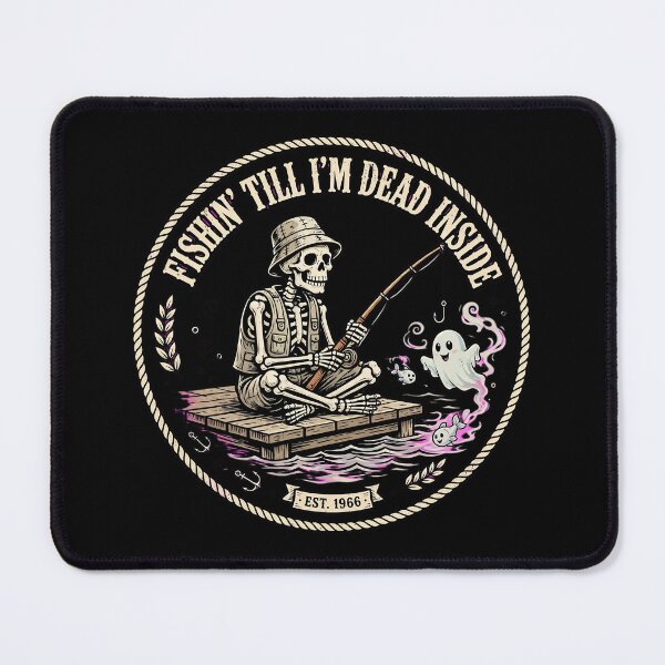 Item preview, Skeleton Fishing – Fishin' Till I'm Dead Inside Vintage Fisherman designed and sold by Moad Fahim.