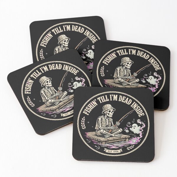 Item preview, Skeleton Fishing – Fishin' Till I'm Dead Inside Vintage Fisherman designed and sold by Moad Fahim.